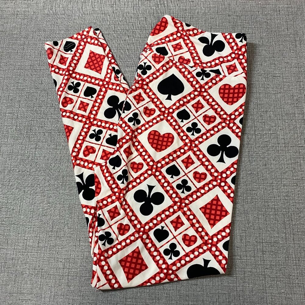 LuLaRoe Red and Black Patterned Leggings